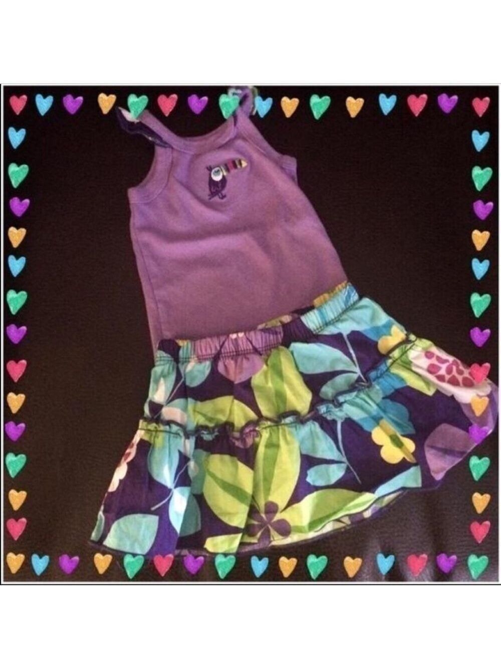 CARTER’S Purple Bird Skirt Set 6 months - Picture 2 of 3